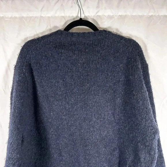American Eagle Sweater Men Large Navy Blue Wool Blend Vneck Long Sleeve - Picture 7 of 8